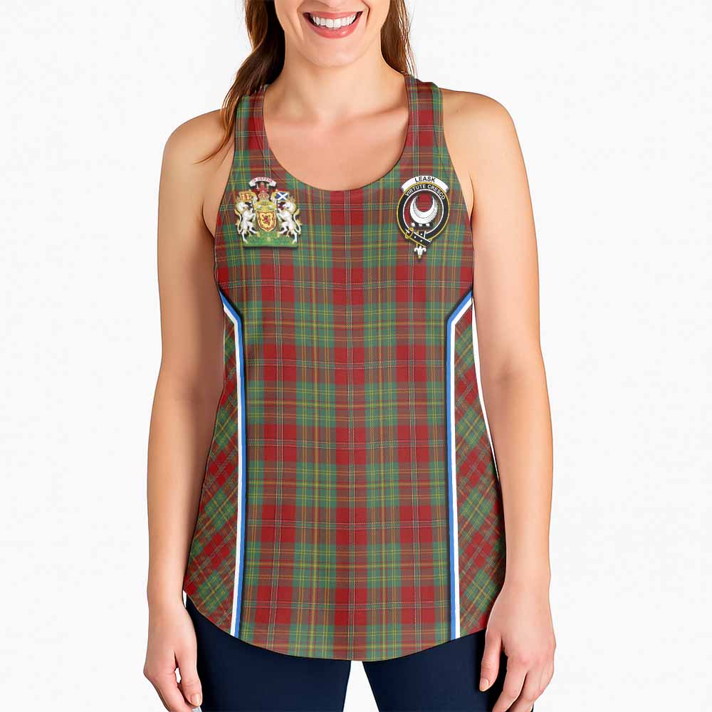 Leask Tartan Crest Women Racerback Tanks Scotland Coat of Arm Flag Style - Tartan Vibes Clothing