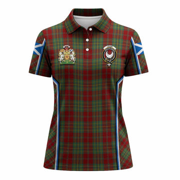 Leask Tartan Crest Women's Polo Shirt Scotland Coat of Arm Flag Style