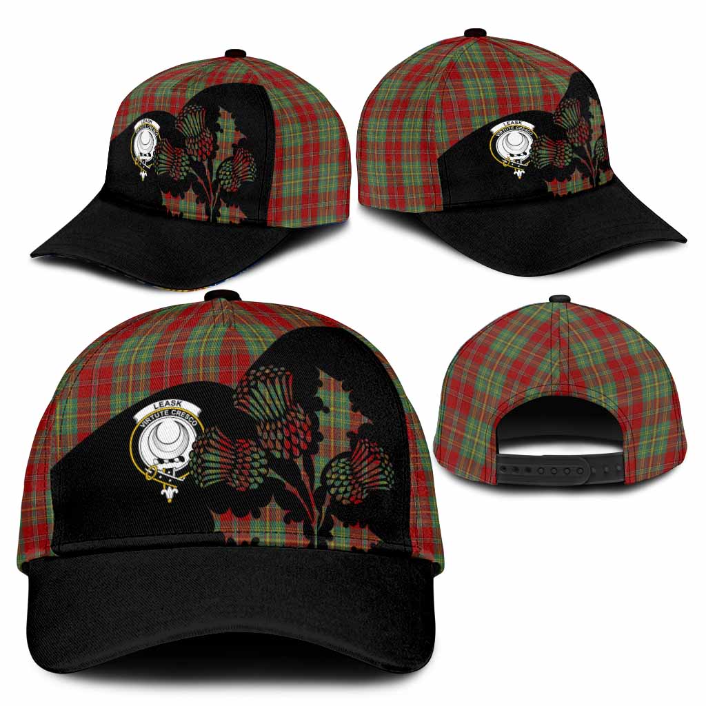 Leask Tartan Family Crest Classic Cap Scotland Thistle Floral Flag Style