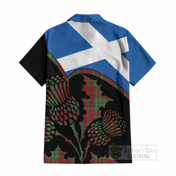 Leask Tartan Family Crest Cotton Hawaiian Shirt Scotland Thistle Floral Flag Style
