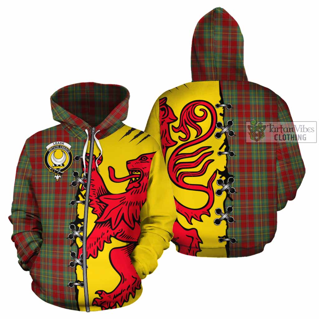 Leask Tartan Family Crest Cotton Hoodie Lion Rampant Honor - Tartan Vibes Clothing