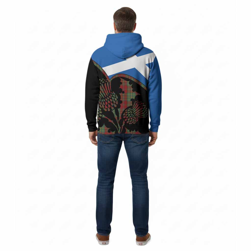 Leask Tartan Family Crest Cotton Hoodie Scotland Thistle Floral Flag Style