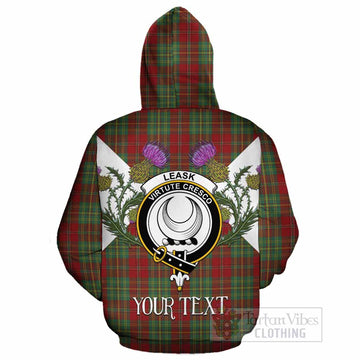 Leask Tartan Family Crest Cotton Hoodie Scottish Burns Night Thistle Floral