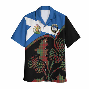 Leask Tartan Family Crest Hawaiian Shirt Scotland Thistle Floral Flag Style