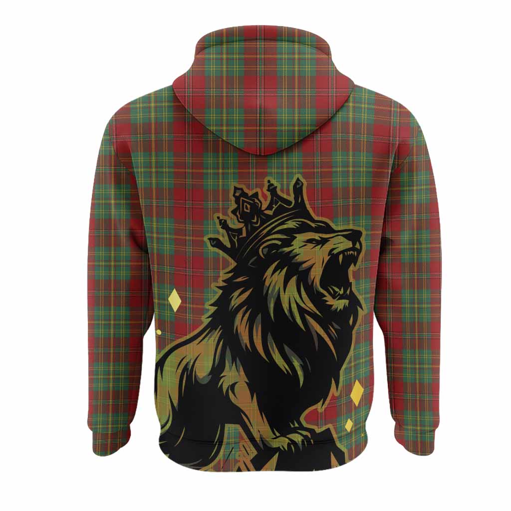Leask Tartan Family Crest Hoodie Crowned Lion Roaring