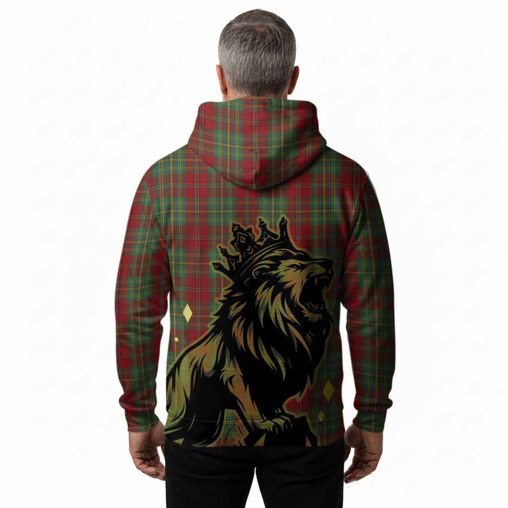 Leask Tartan Family Crest Hoodie Crowned Lion Roaring