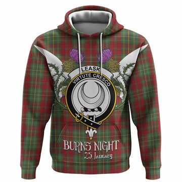 Leask Tartan Family Crest Hoodie Scottish Burns Night Thistle Floral