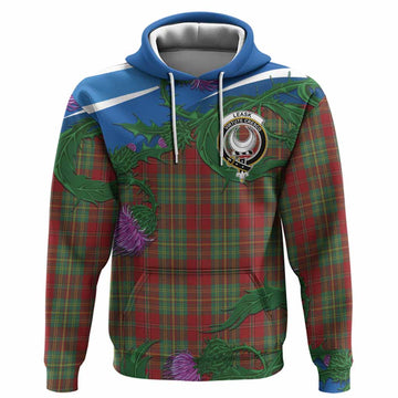 Leask Tartan Family Crest Hoodie Thistle in Minimalism