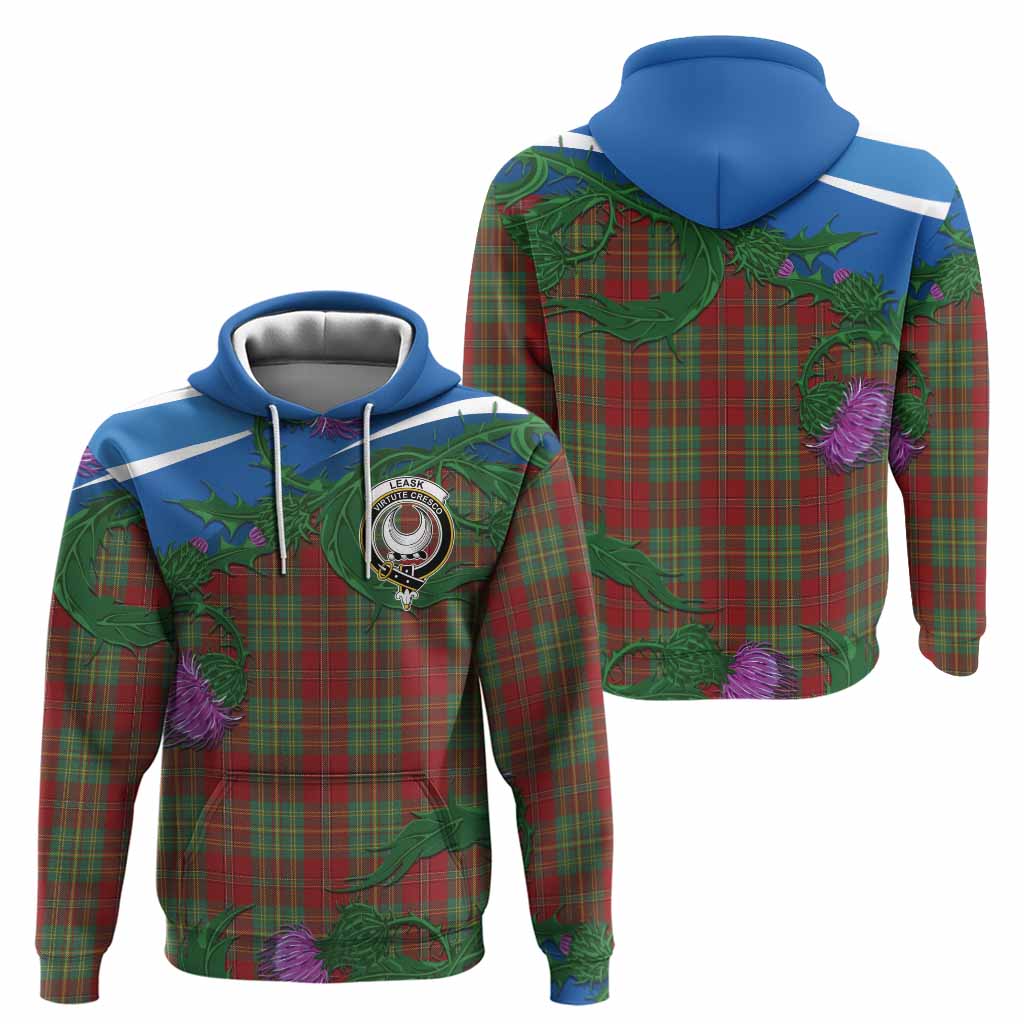 Leask Tartan Family Crest Hoodie Thistle in Minimalism