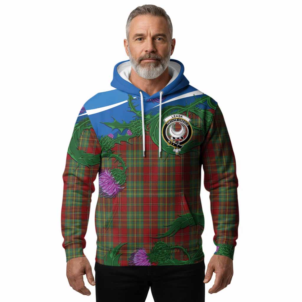 Leask Tartan Family Crest Hoodie Thistle in Minimalism