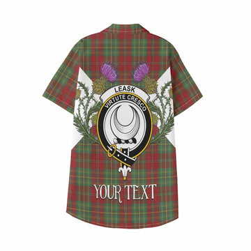 Leask Tartan Family Crest Kid Hawaiian Shirt Scottish Burns Night Thistle Floral