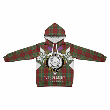 Leask Tartan Family Crest Kid Hoodie Scottish Burns Night Thistle Floral