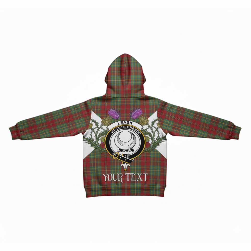 Leask Tartan Family Crest Kid Hoodie Scottish Burns Night Thistle Floral