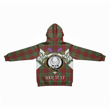 Leask Tartan Family Crest Kid Hoodie Scottish Burns Night Thistle Floral