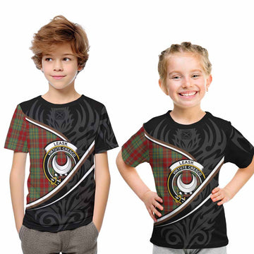 Leask Tartan Family Crest Kid T-shirt Celtic Scottish Thistle Floral - Tartan Vibes Clothing