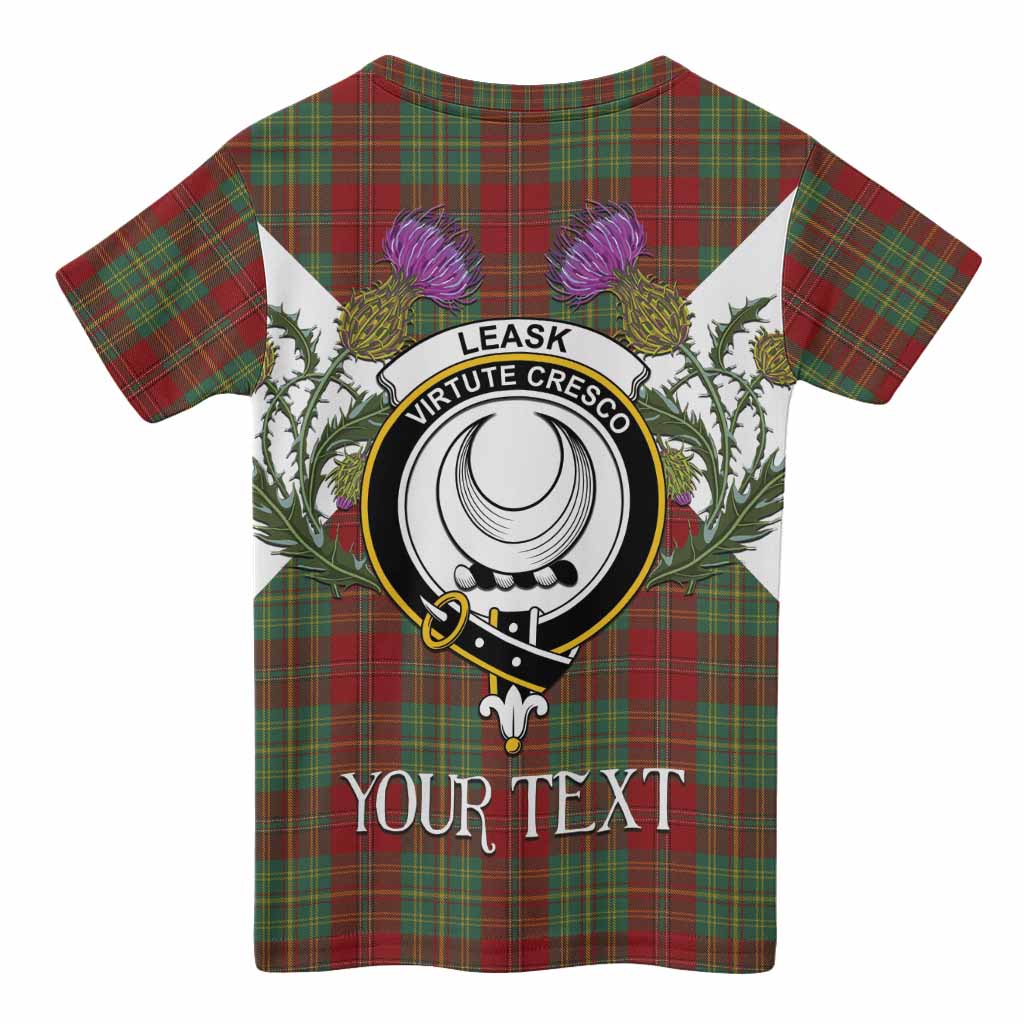Leask Tartan Family Crest Kid T-shirt Scottish Burns Night Thistle Floral