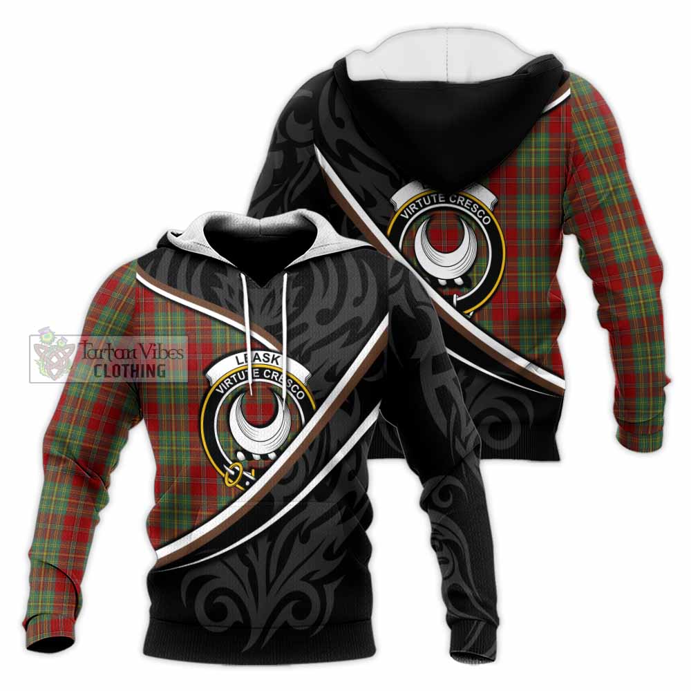 Leask Tartan Family Crest Knitted Hoodie Celtic Scottish Thistle Floral - Tartan Vibes Clothing