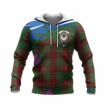 Leask Tartan Family Crest Knitted Hoodie Thistle in Minimalism