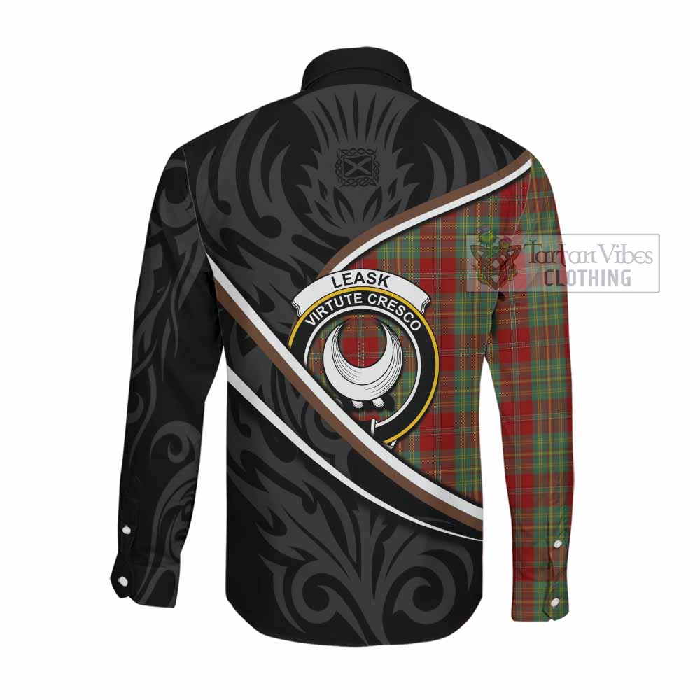 Leask Tartan Family Crest Long Sleeve Button Shirts Celtic Scottish Thistle Floral - Tartan Vibes Clothing