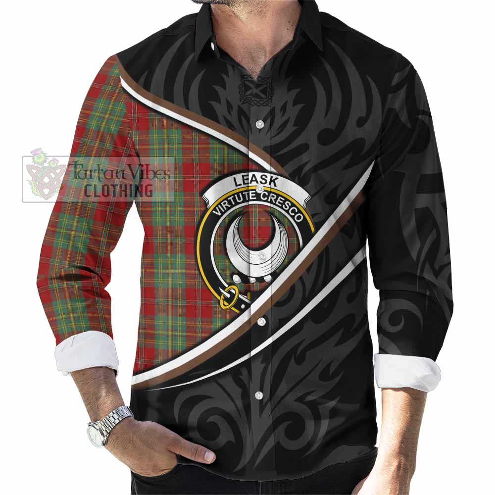 Leask Tartan Family Crest Long Sleeve Button Shirts Celtic Scottish Thistle Floral - Tartan Vibes Clothing