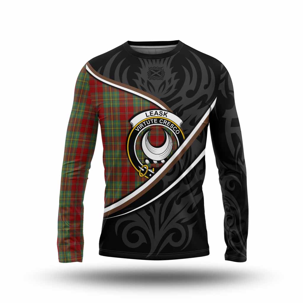 Leask Tartan Family Crest Long Sleeve T-Shirt Celtic Scottish Thistle Floral - Tartan Vibes Clothing