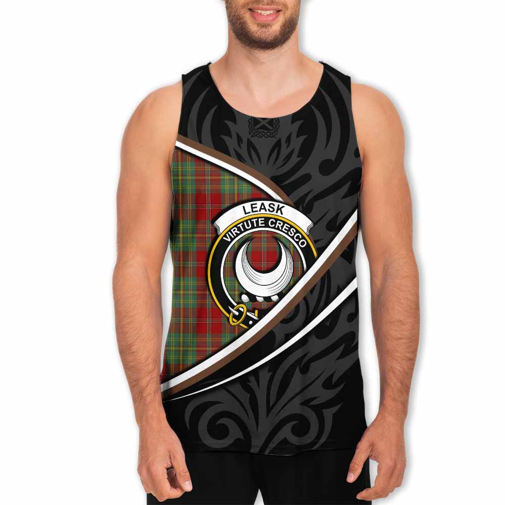 Leask Tartan Family Crest Men Tank Top Celtic Scottish Thistle Floral - Tartan Vibes Clothing
