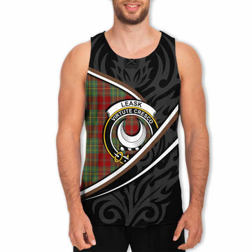 Leask Tartan Family Crest Men Tank Top Celtic Scottish Thistle Floral