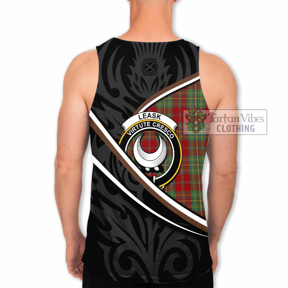 Leask Tartan Family Crest Men Tank Top Celtic Scottish Thistle Floral - Tartan Vibes Clothing