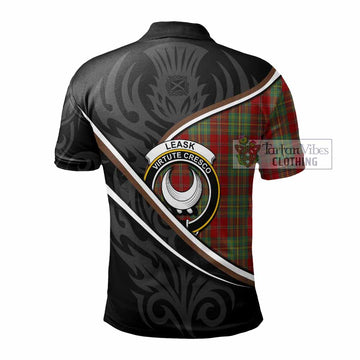 Leask Tartan Family Crest Polo Shirt Celtic Scottish Thistle Floral