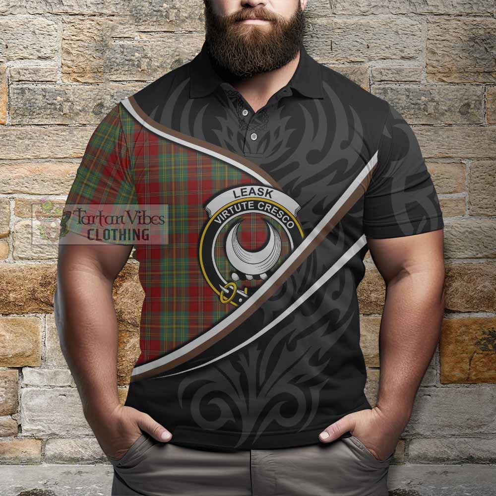 Leask Tartan Family Crest Polo Shirt Celtic Scottish Thistle Floral - Tartan Vibes Clothing