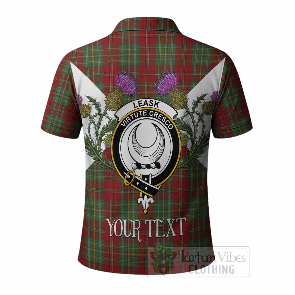 Leask Tartan Family Crest Polo Shirt Scottish Burns Night Thistle Floral