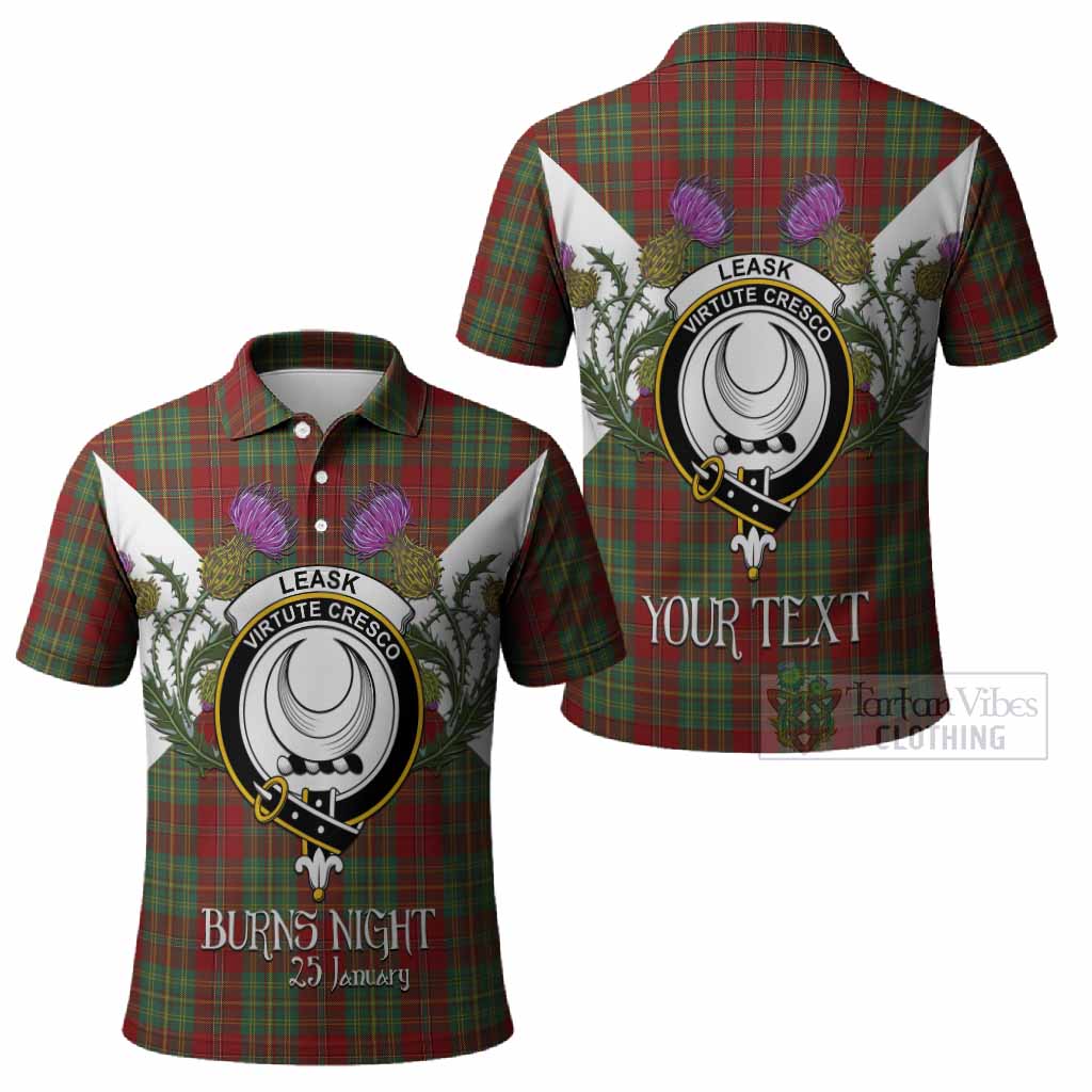 Leask Tartan Family Crest Polo Shirt Scottish Burns Night Thistle Floral