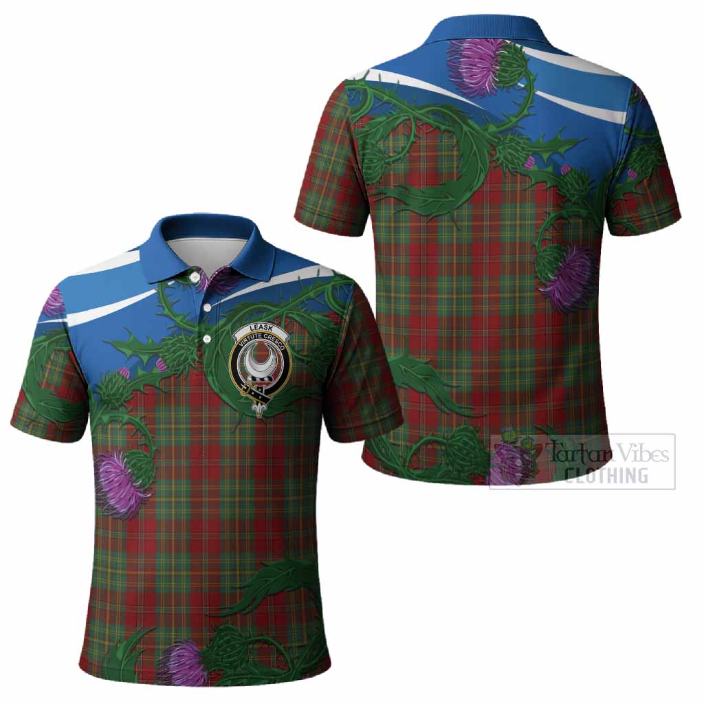 Leask Tartan Family Crest Polo Shirt Thistle in Minimalism