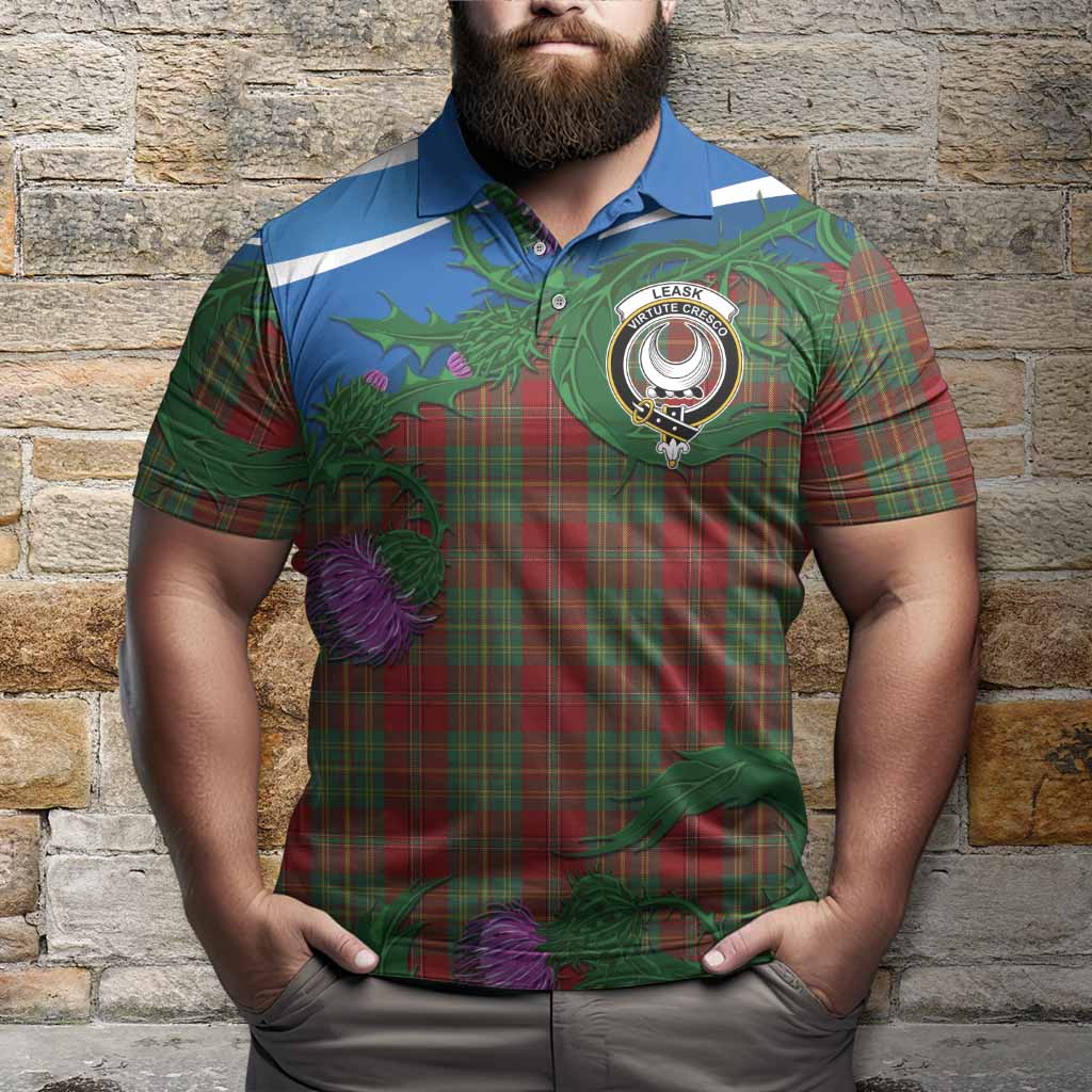 Leask Tartan Family Crest Polo Shirt Thistle in Minimalism