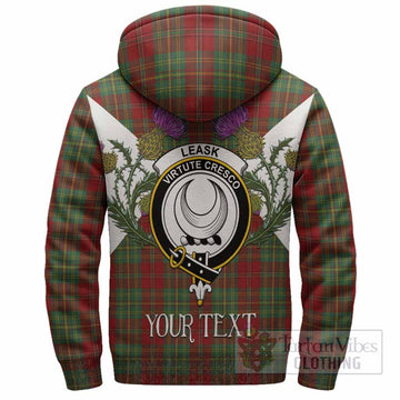 Leask Tartan Family Crest Sherpa Hoodie Scottish Burns Night Thistle Floral