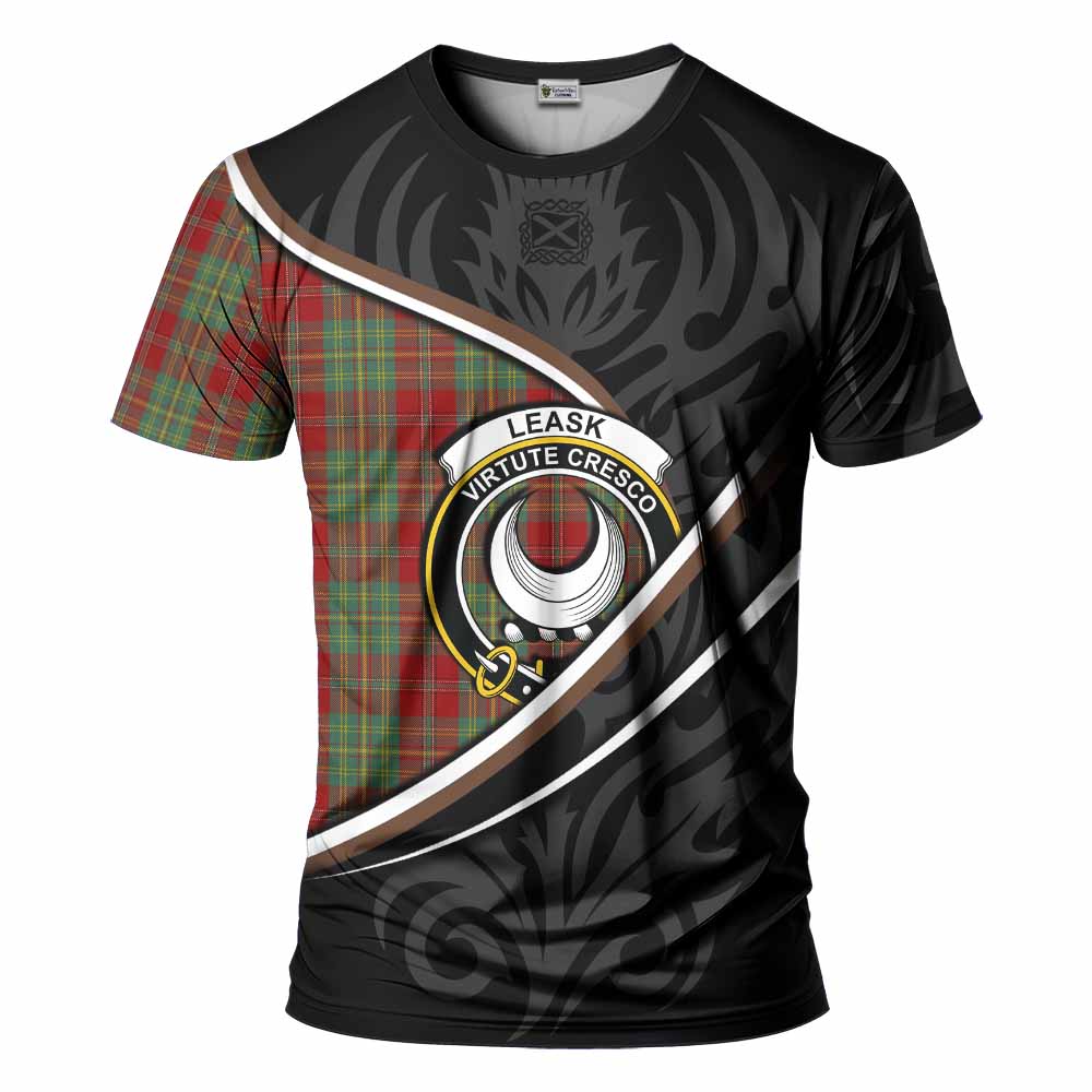 Leask Tartan Family Crest T-shirt Celtic Scottish Thistle Floral - Tartan Vibes Clothing