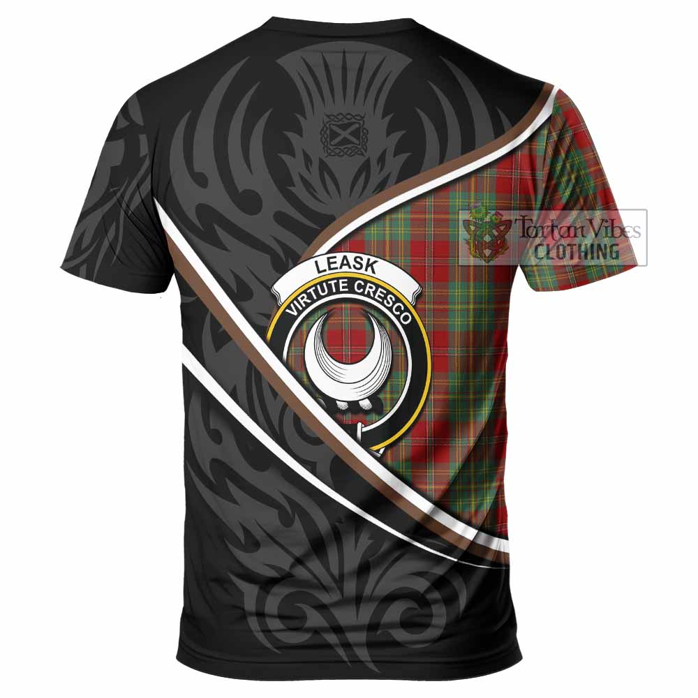 Leask Tartan Family Crest T-shirt Celtic Scottish Thistle Floral - Tartan Vibes Clothing