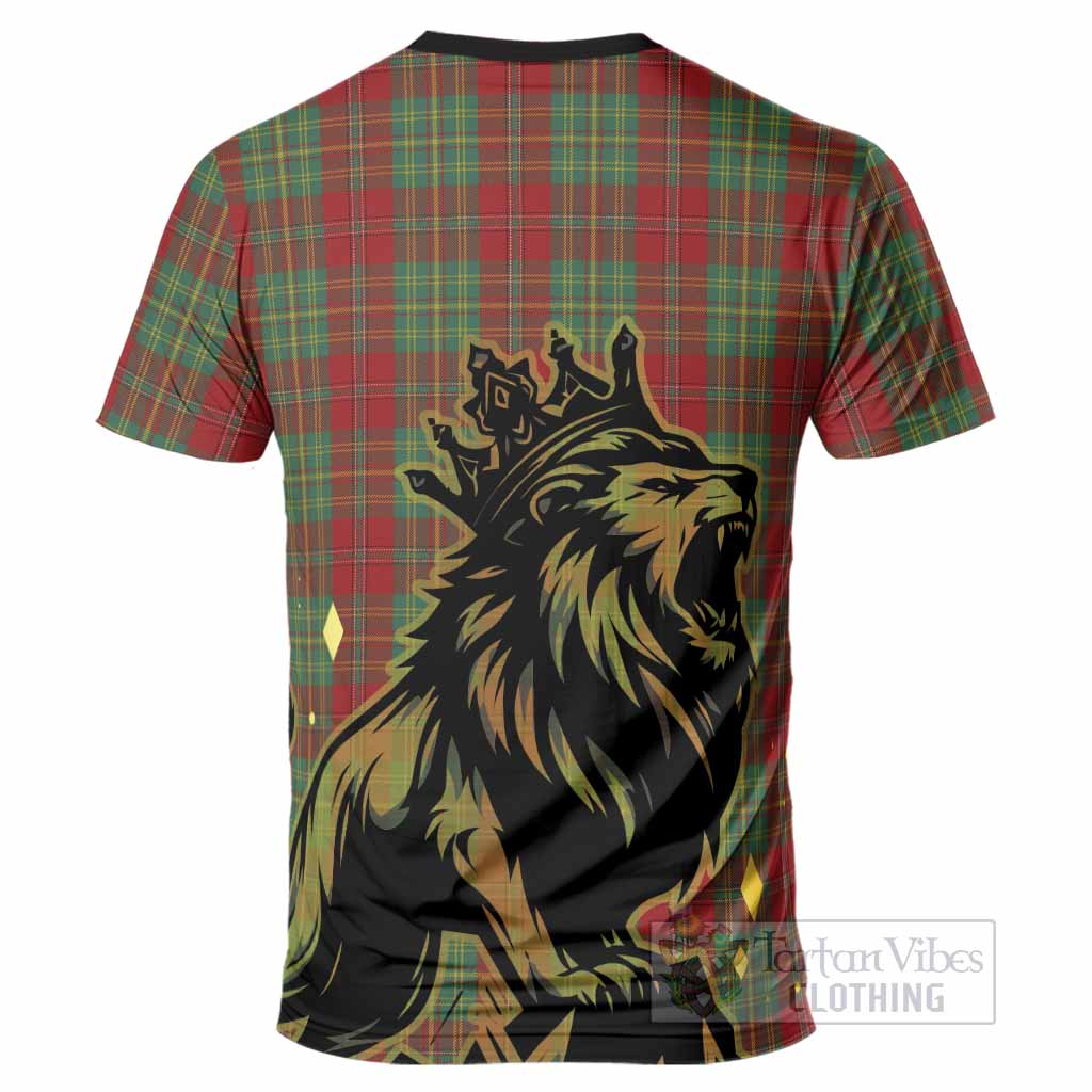 Leask Tartan Family Crest T-Shirt Crowned Lion Roaring