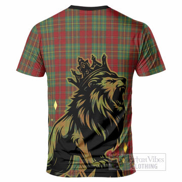 Leask Tartan Family Crest T-Shirt Crowned Lion Roaring