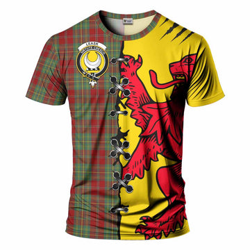 Leask Tartan Family Crest T-shirt Lion Rampant Honor