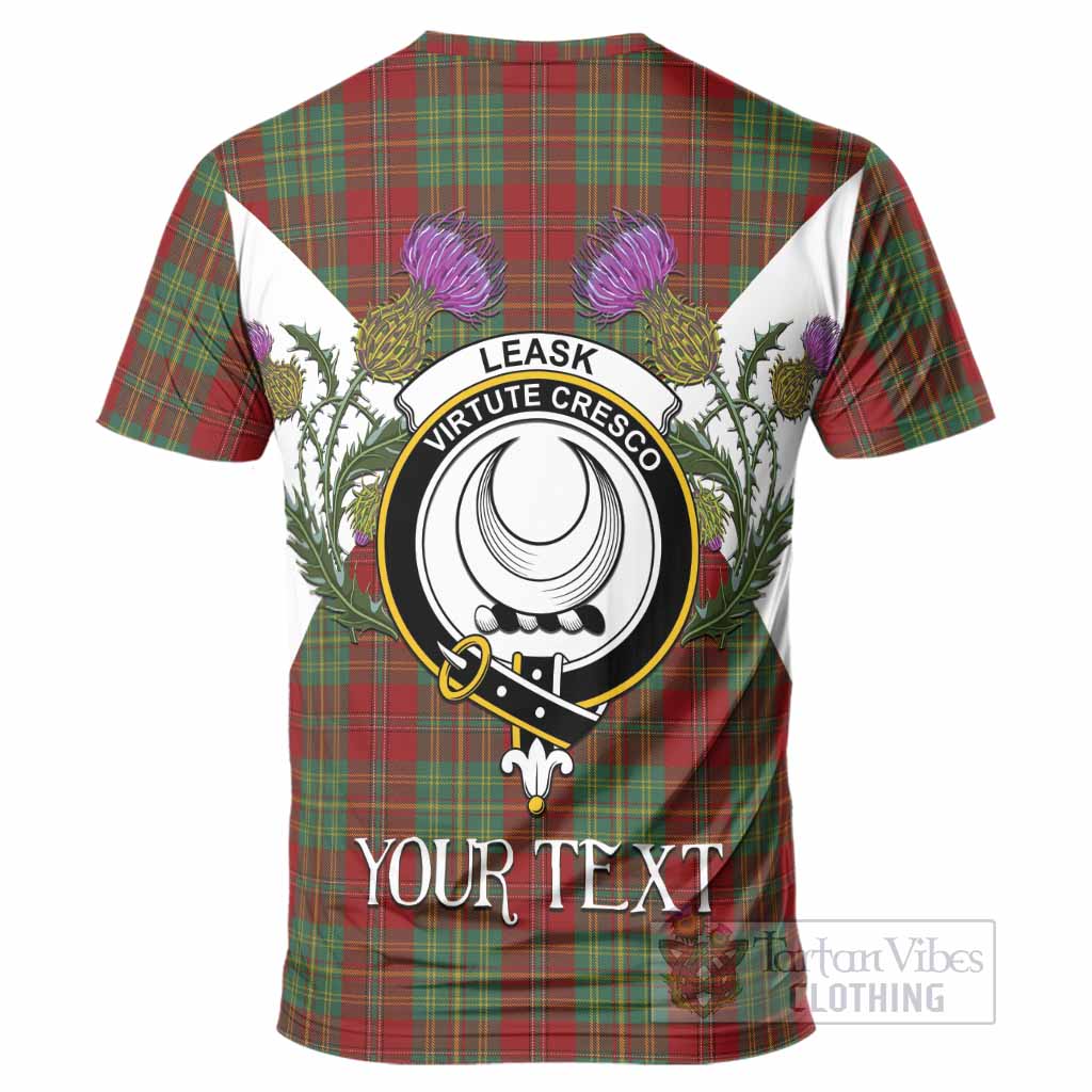 Leask Tartan Family Crest T-Shirt Scottish Burns Night Thistle Floral