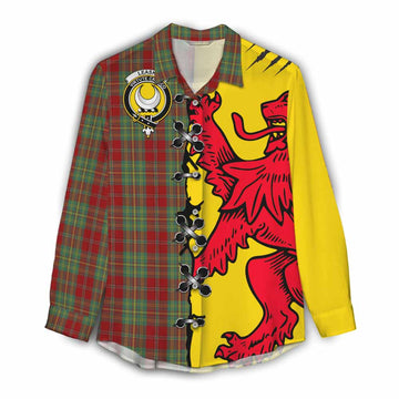 Leask Tartan Family Crest Women Casual Shirt Lion Rampant Honor