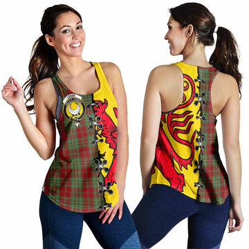 Leask Tartan Family Crest Women Racerback Tanks Lion Rampant Honor - Tartan Vibes Clothing