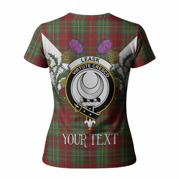 Leask Tartan Family Crest Women T shirt Scottish Burns Night Thistle Floral