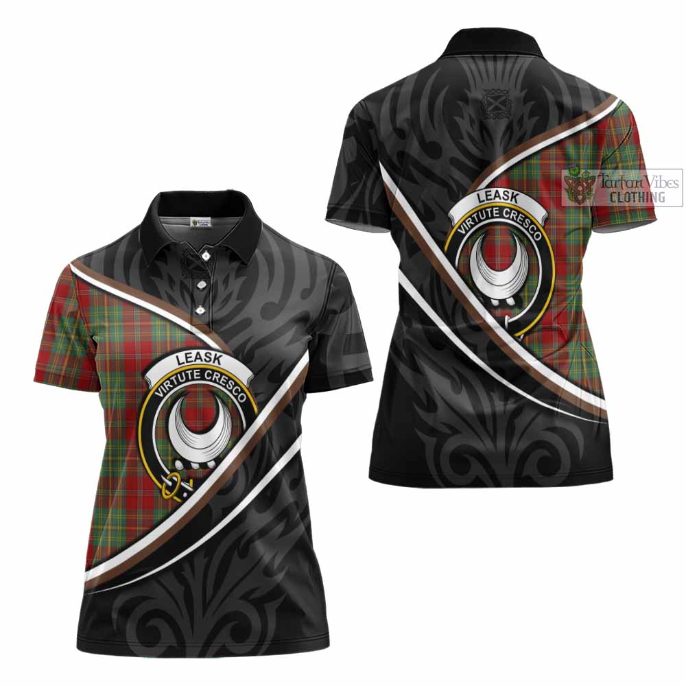 Leask Tartan Family Crest Women's Polo Shirt Celtic Scottish Thistle Floral - Tartan Vibes Clothing