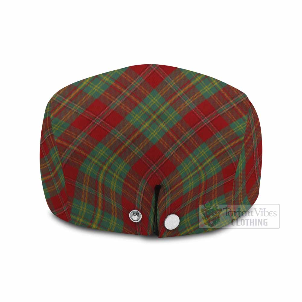 Leask Tartan Flat Cap, Jeff Cap Cross Style with Family Crest - Tartan Vibes Clothing
