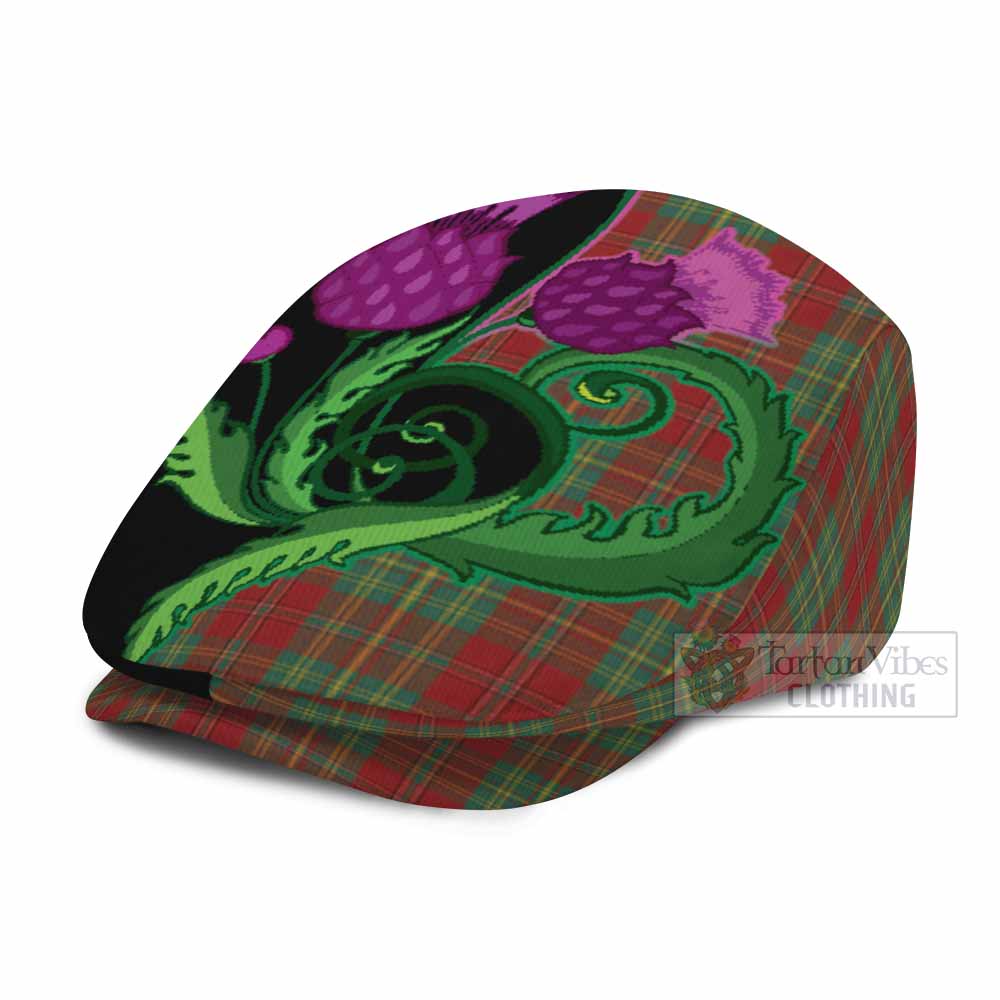 Leask Tartan Flat Cap, Jeff Cap Traditional Scottish Thistle