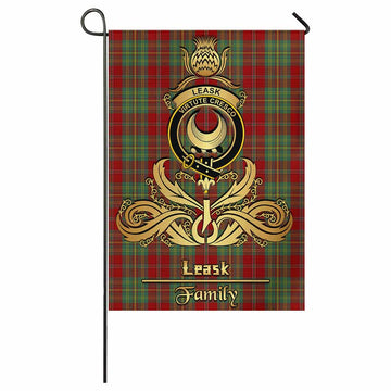 Leask Tartan Garden Flag with Highland Thistle Cherish Family Crest Style