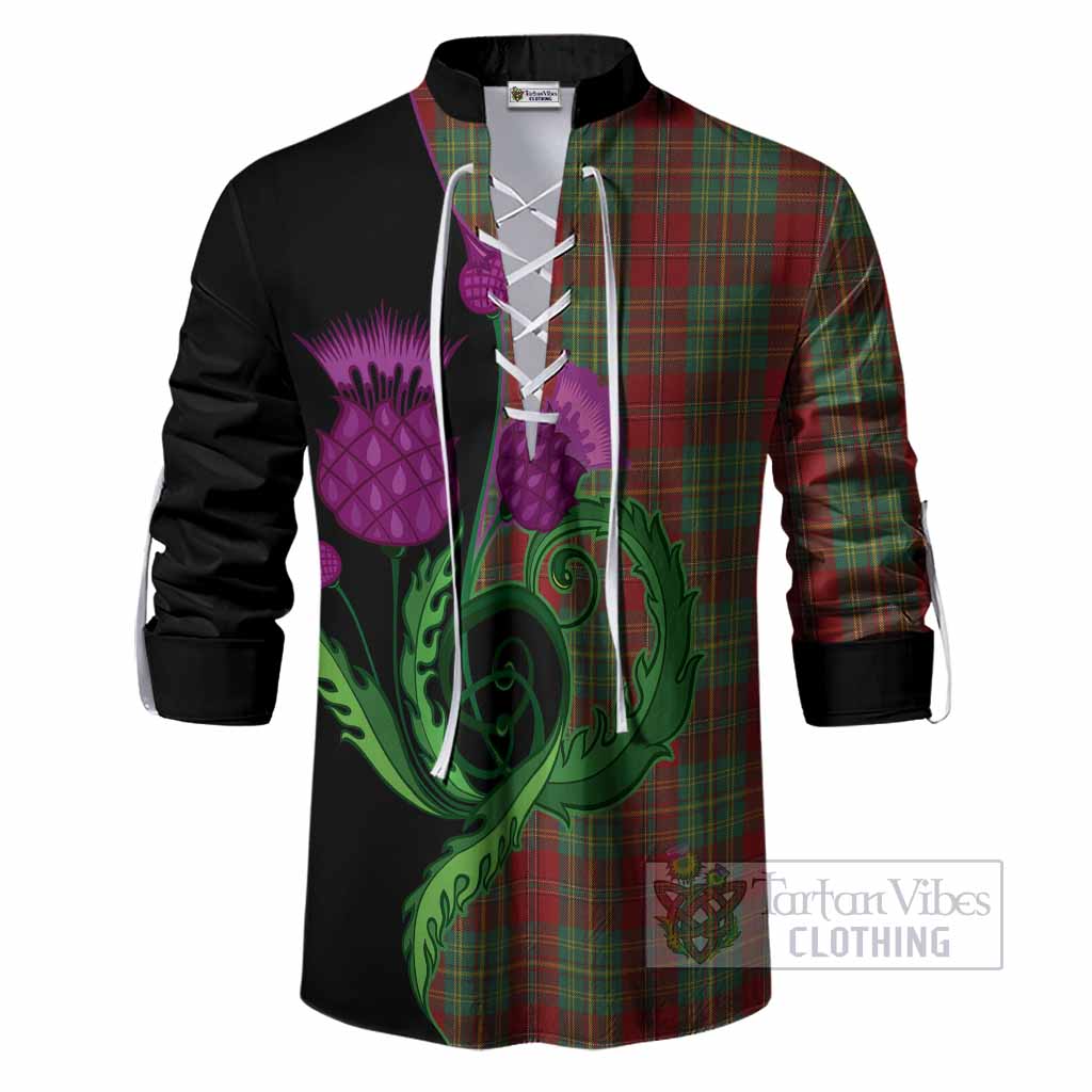 Leask Tartan Ghillie Shirt Traditional Scottish Thistle
