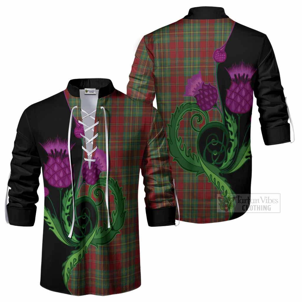 Leask Tartan Ghillie Shirt Traditional Scottish Thistle